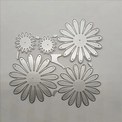 Silver high carbon steel cutting knife mould set measuring 12.5x13cm with floral etching design