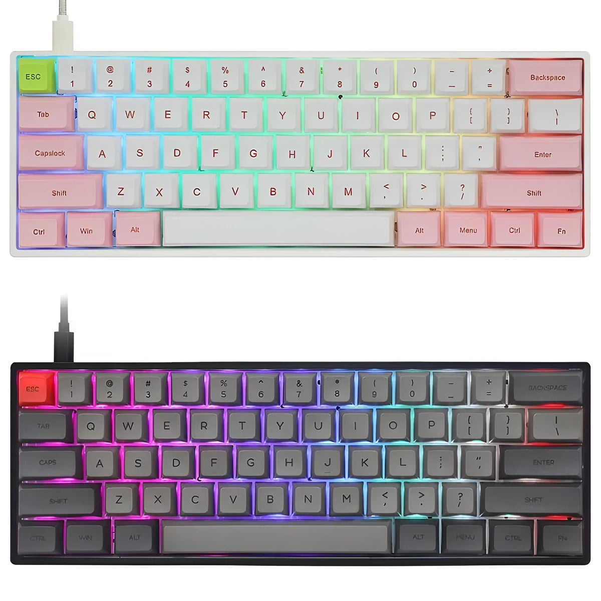 Dual-mode mechanical keyboard kit with 1900 mAh battery, RGB backlight, hot-swappable PCB, ABS case, 60% layout