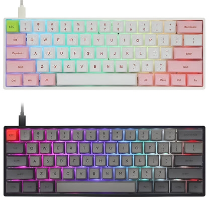 Dual-mode mechanical keyboard kit with 1900 mAh battery, RGB backlight, hot-swappable PCB, ABS case, 60% layout