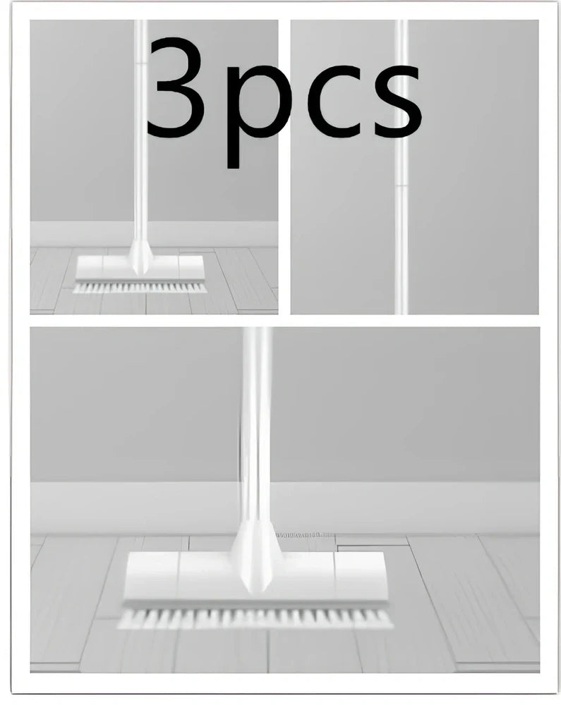 2-in-1 floor scrub brush with 120cm foldable handle, stiff PP bristles, and steel scraper in brown mailer box, 44cm folded size