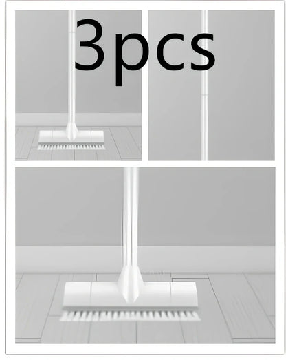 2-in-1 floor scrub brush with 120cm foldable handle, stiff PP bristles, and steel scraper in brown mailer box, 44cm folded size