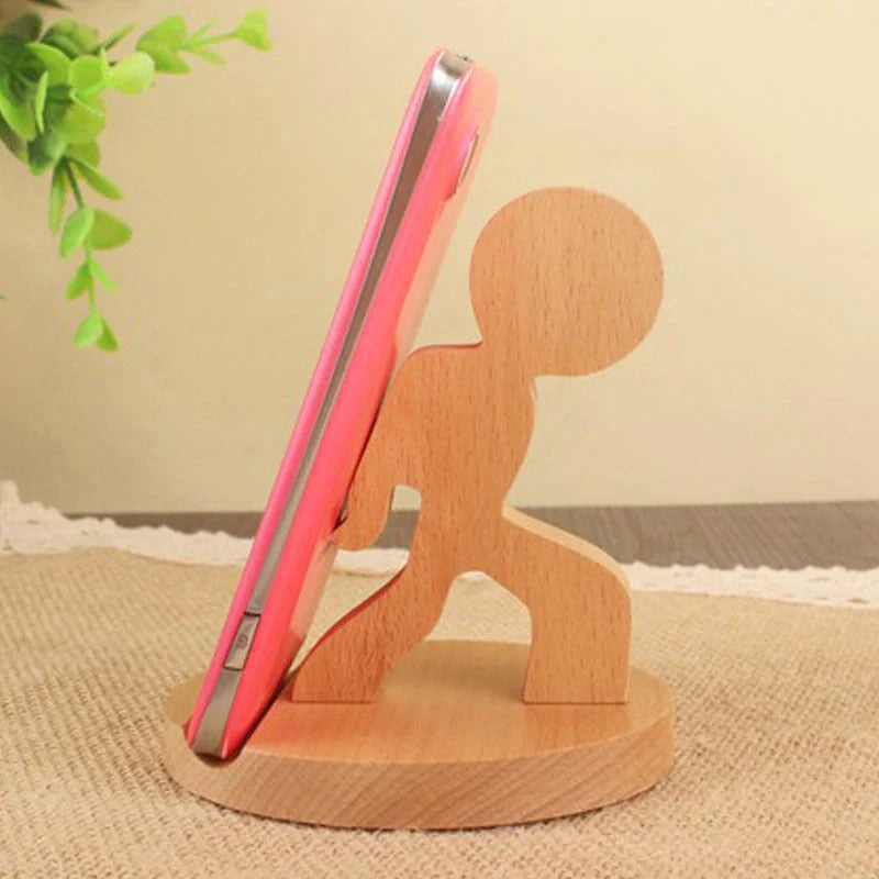 Custom beech wood lazy phone holder with various designs for hands-free convenience