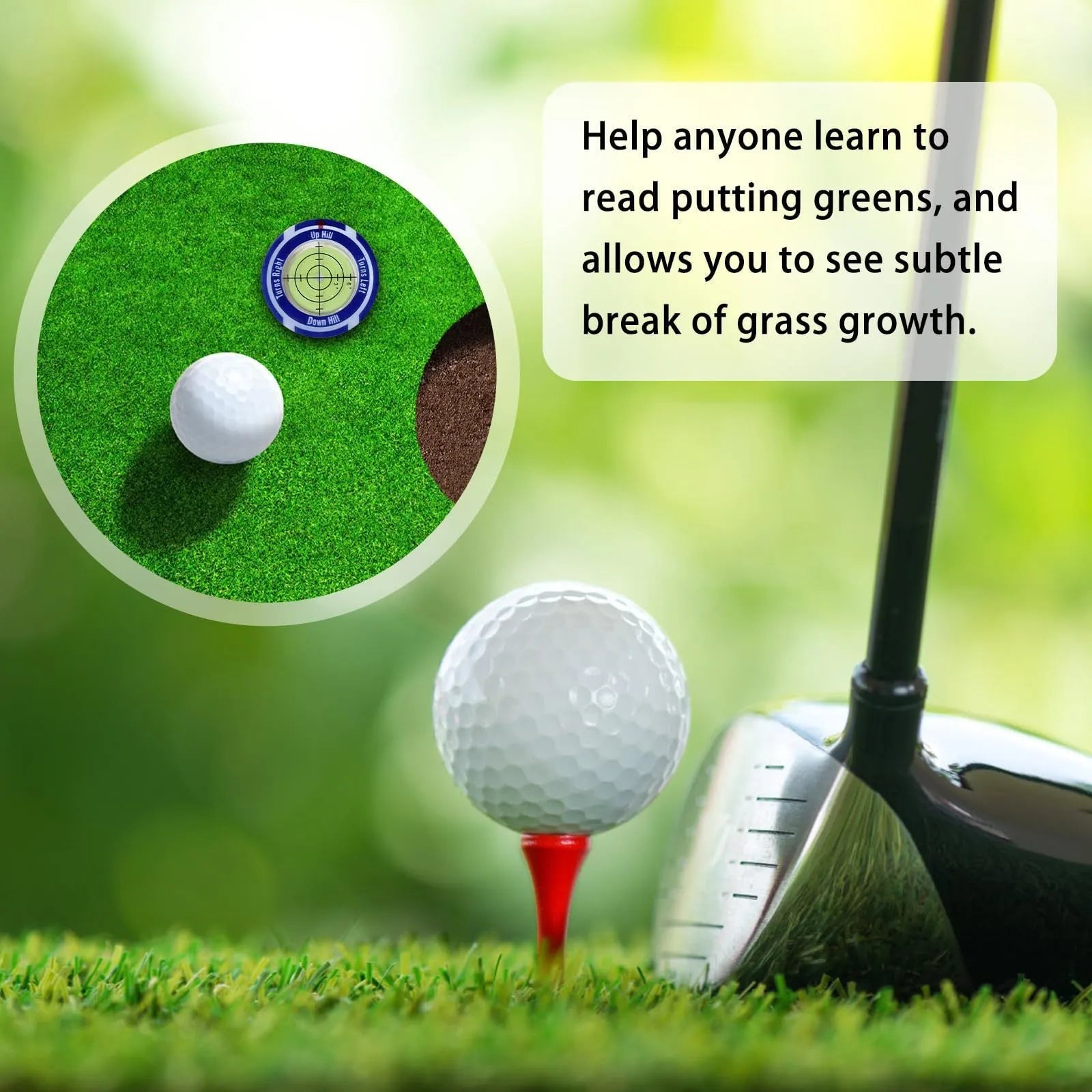 Golf hat clip level measurement tool with position mark green indicator in six colour shell options