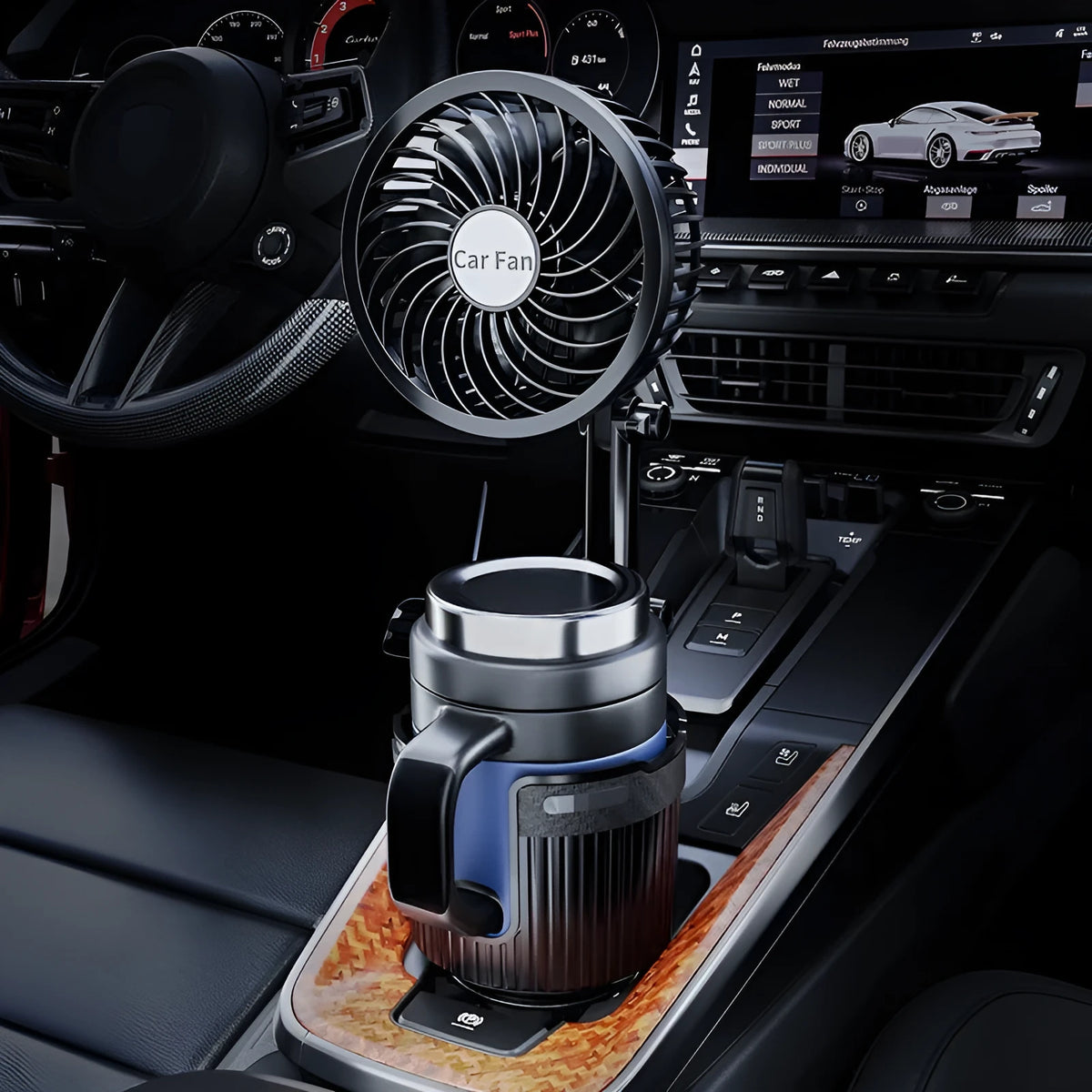 Car water cup holder fan in ABS, 4-inch or 6-inch size, with 12V, 24V, or 5V USB power options