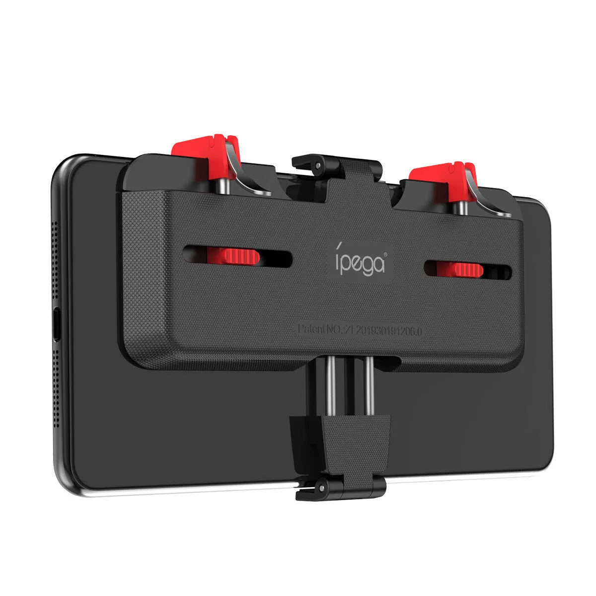 Black PG-9137 mobile phone trigger grip controller with adjustable sliding button and telescopic phone clip