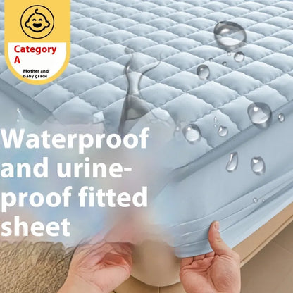 Class A maternal grade waterproof fitted sheet in washed cotton, available in multiple sizes and colours