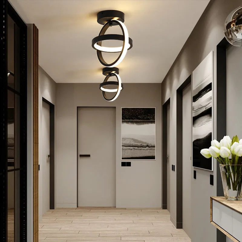Ceiling light with LED light source, 21W modern iron ceiling lamp with round acrylic shade in 21cm diameter 25cm height available in black or white colour options