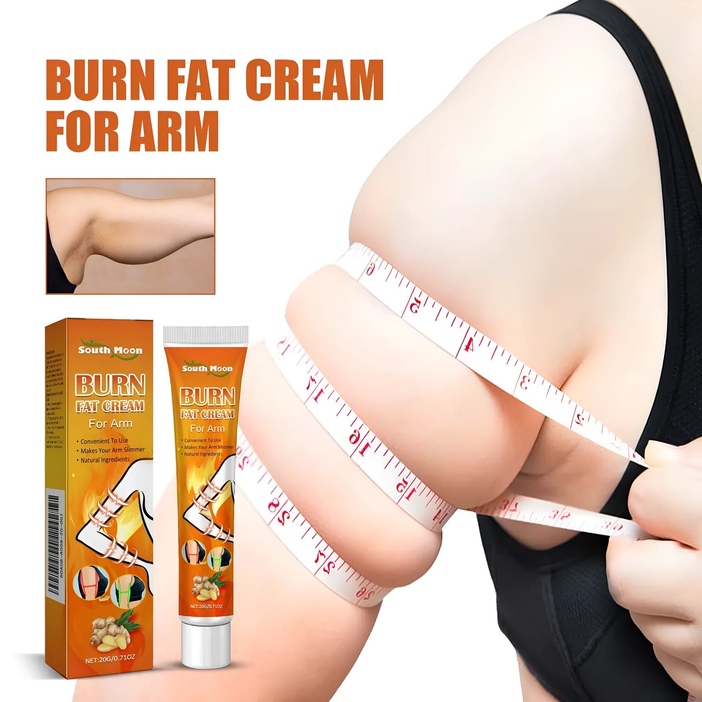 Body care cream tube with herbal ingredients measuring 12.5cm by 3cm