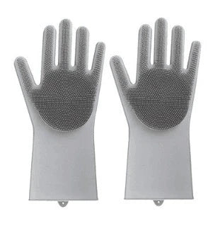 Silicone gloves with heat-resistant and non-slip design for versatile cleaning and cooking tasks