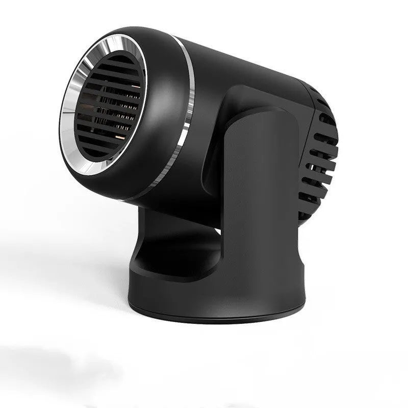 Black and white 12V car heater with cold and warm air settings for windscreen defrosting