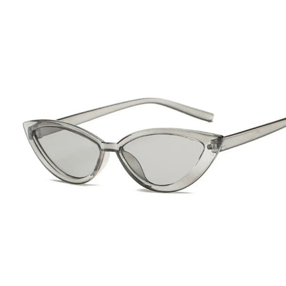 Cat eye sunglasses with PC frame, available in black, blue, grey, pink, purple, red, and yellow.