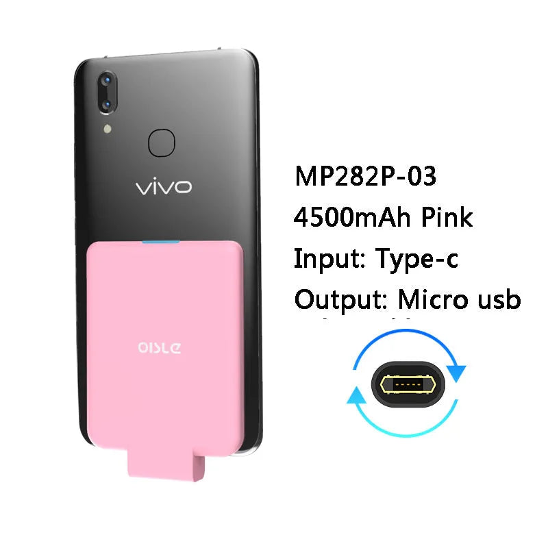 MP282P back clip battery in five colour options showing 90mm x 61mm dimensions