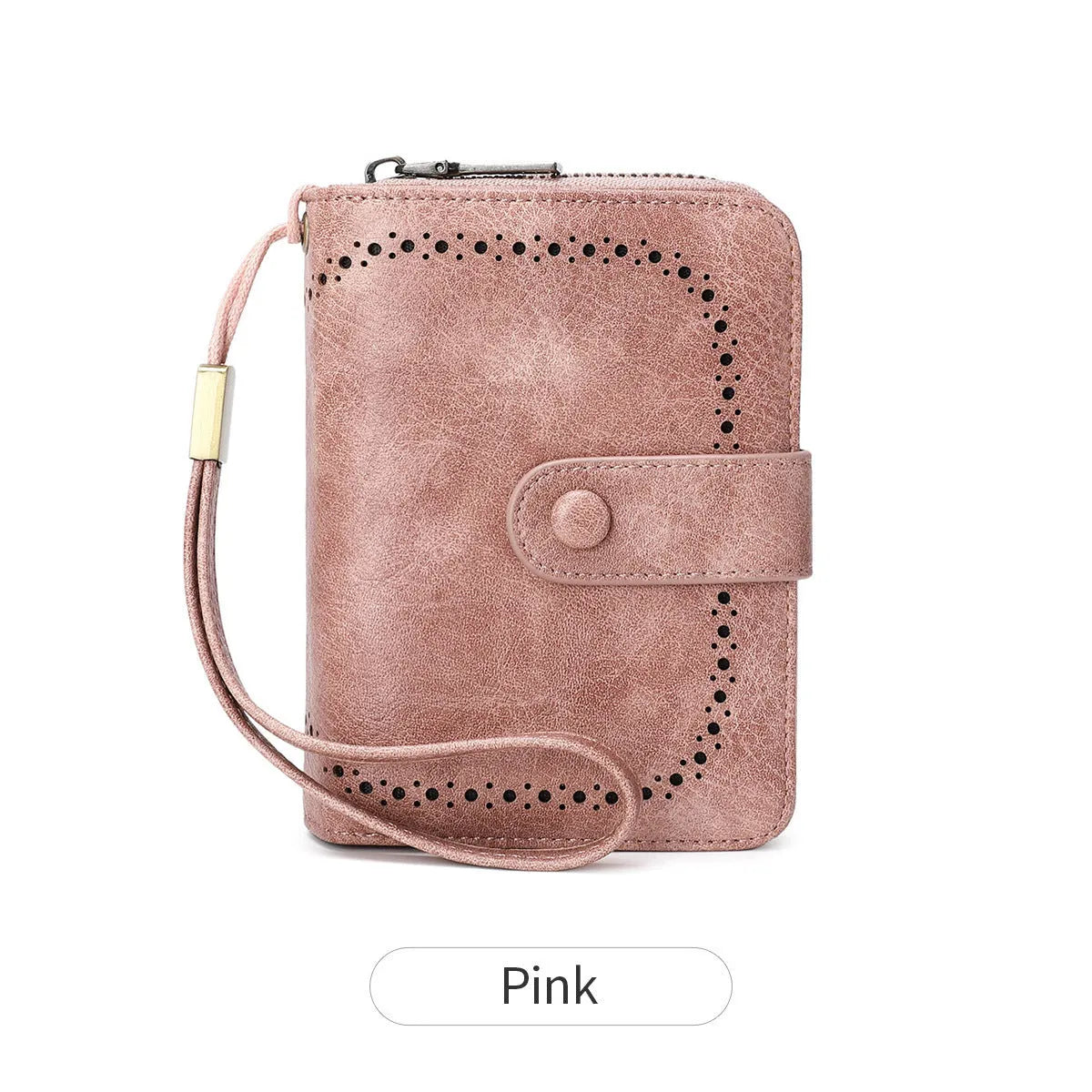 Small leopard print wallet with zipper closure showing stitching details