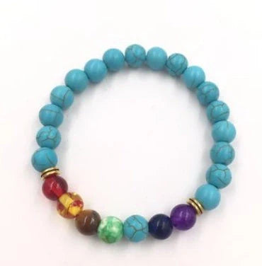 Agate molten rock 8mm energy chakra bracelet with colourful beads and alloy accents