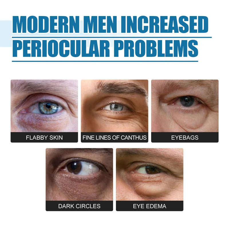 Men's eye essence moisturising cream for daily skincare, 15g gel with hyaluronic acid and gentle moisture replenishment, packaged in a 14.7 x 3cm tube for targeted eye area hydration and skin elasticity support
