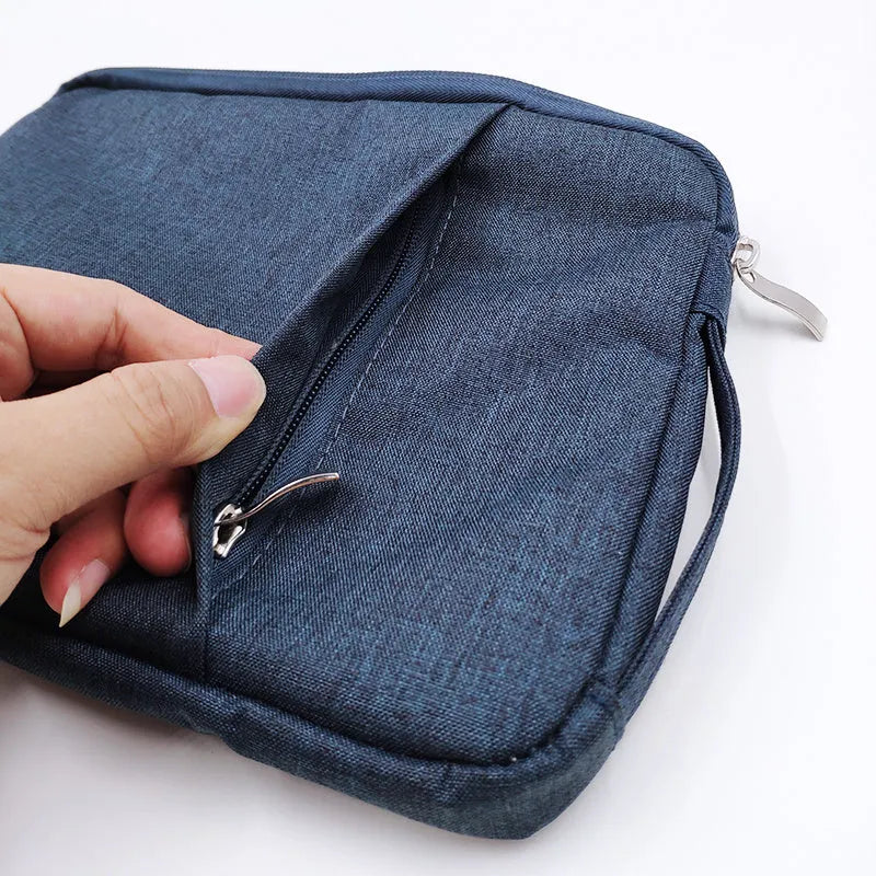 Leather tablet case for 12.9-inch devices with thickened anti-fall protection in waterproof canvas material