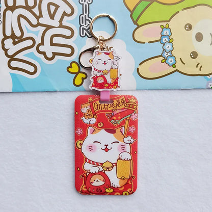 Lucky Cat plastic ferrule pendant and card sleeve set for blessing certificate display