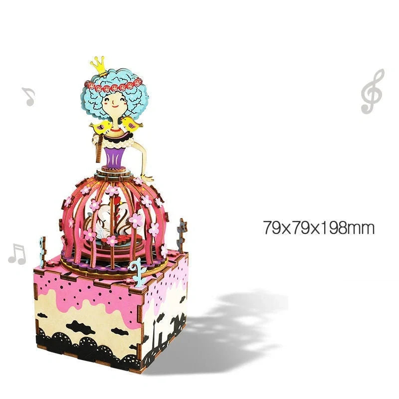 DIY 3D Kitty Ballet Wooden Puzzle and Music Box Toy with moveable parts