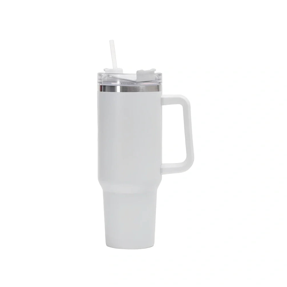304 stainless steel vacuum cup with double-wall insulation showing 40oz capacity and 26cm height dimensions