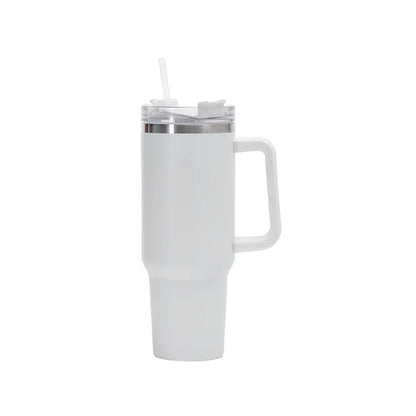 304 stainless steel vacuum cup with double-wall insulation showing 40oz capacity and 26cm height dimensions