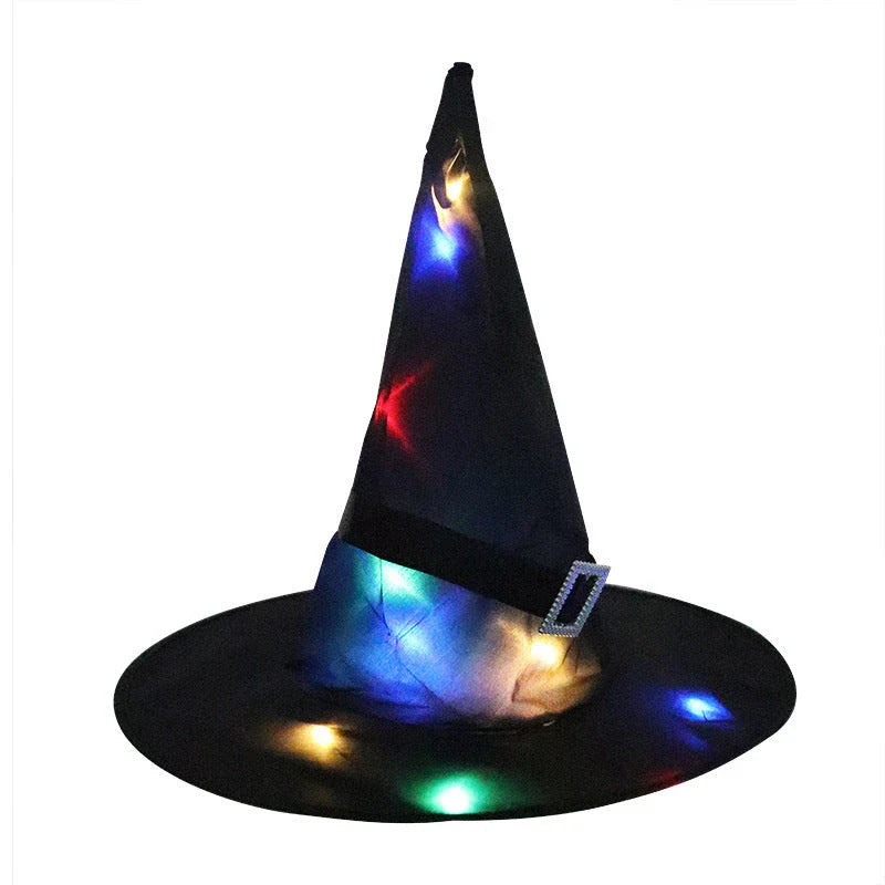 Glowing Halloween Witch Hat with LED Lights - Fun Costume Accessory for Kids' Parties