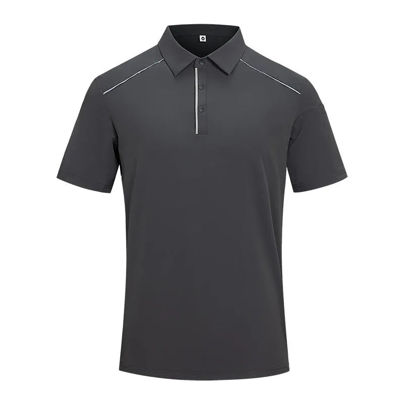 Quick-drying breathable polo shirt in solid colour with short sleeves and regular fit