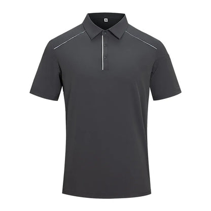 Quick-drying breathable polo shirt in solid colour with short sleeves and regular fit