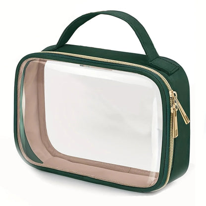 Transparent PVC lipstick storage bag with detachable chain showing 7.85-inch dimensions