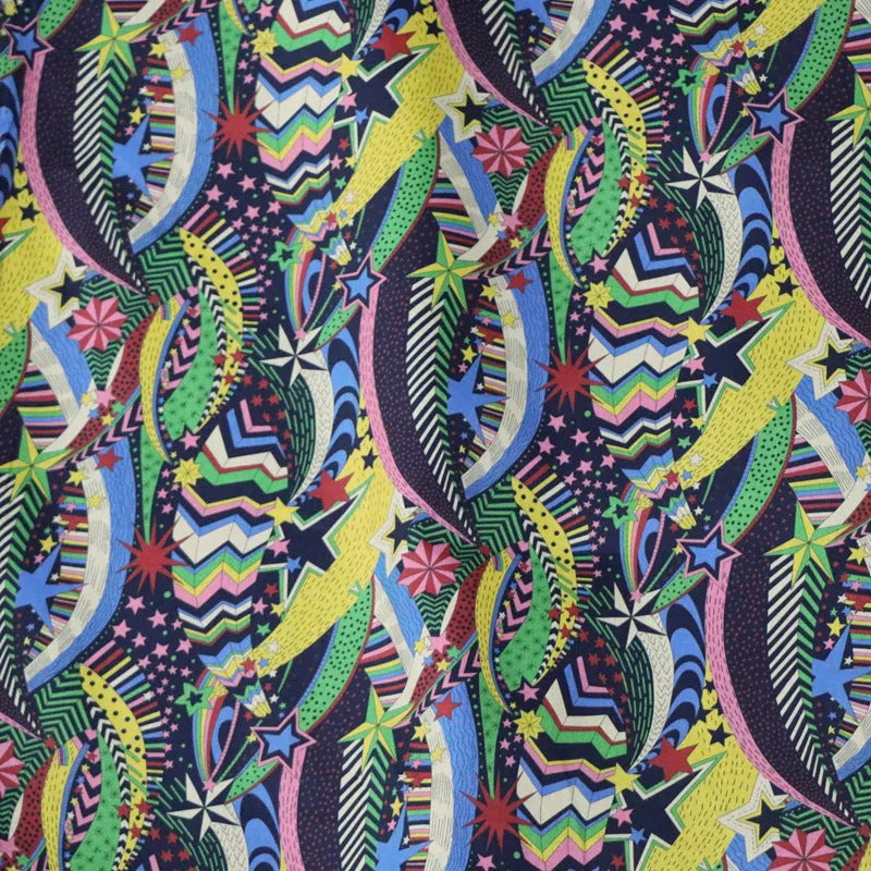 Cotton fabric by the metre with digital printing for sewing projects, 145cm wide blue plant and flower design fabric, 100% cotton material with 133x100 density, available in one metre lengths for dressmaking, quilting and upholstery work