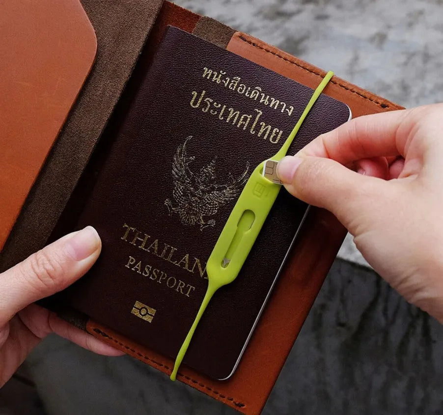 Portable open-design silicone card holder in yellow powder colour showing internal card slots
