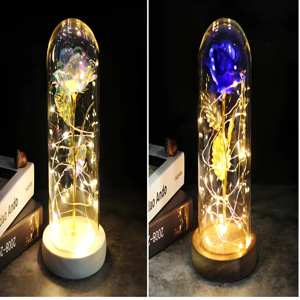 Little Prince Rose Glass Cover with 20cm diameter dome protecting plastic flower arrangement