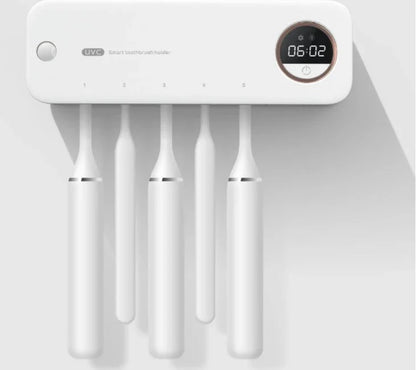 Rechargeable UV Toothbrush Sanitizer with LED Display and Wall Mount for Bathroom Accessories