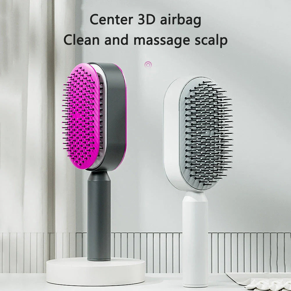 Premium self-cleaning hair brush with airbag massage technology for smooth, healthy hair