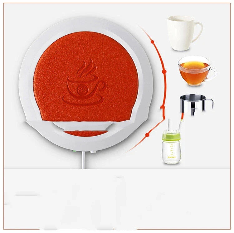 USB-powered heated coaster in various colours to keep coffee, tea, and other hot beverages warm