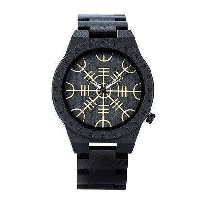 Leisure ebony all wood watch with quartz movement and mineral glass mirror, casual style, four colour options