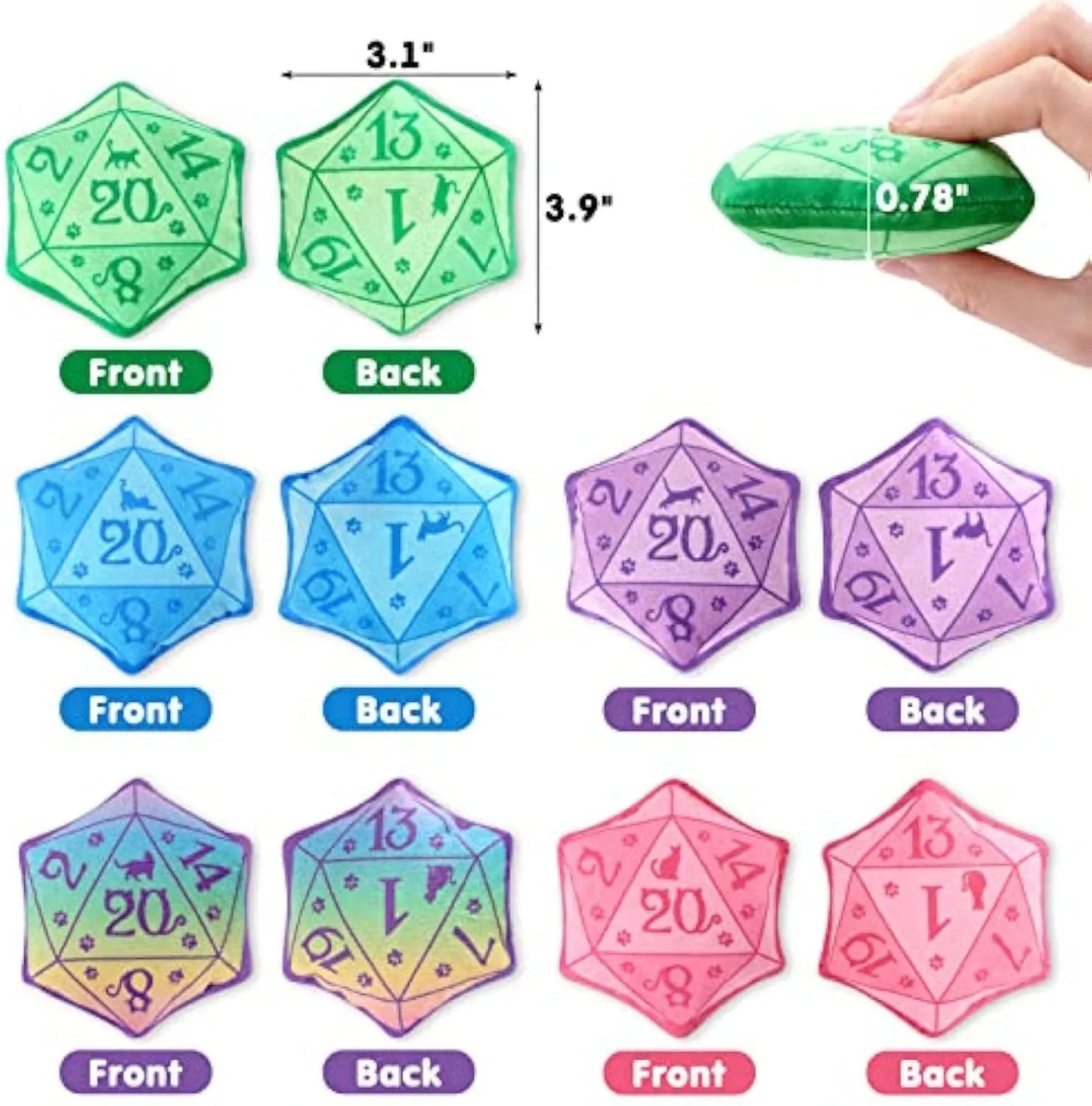 Plush dice-shaped cat toy with organic catnip filling in multiple colour options