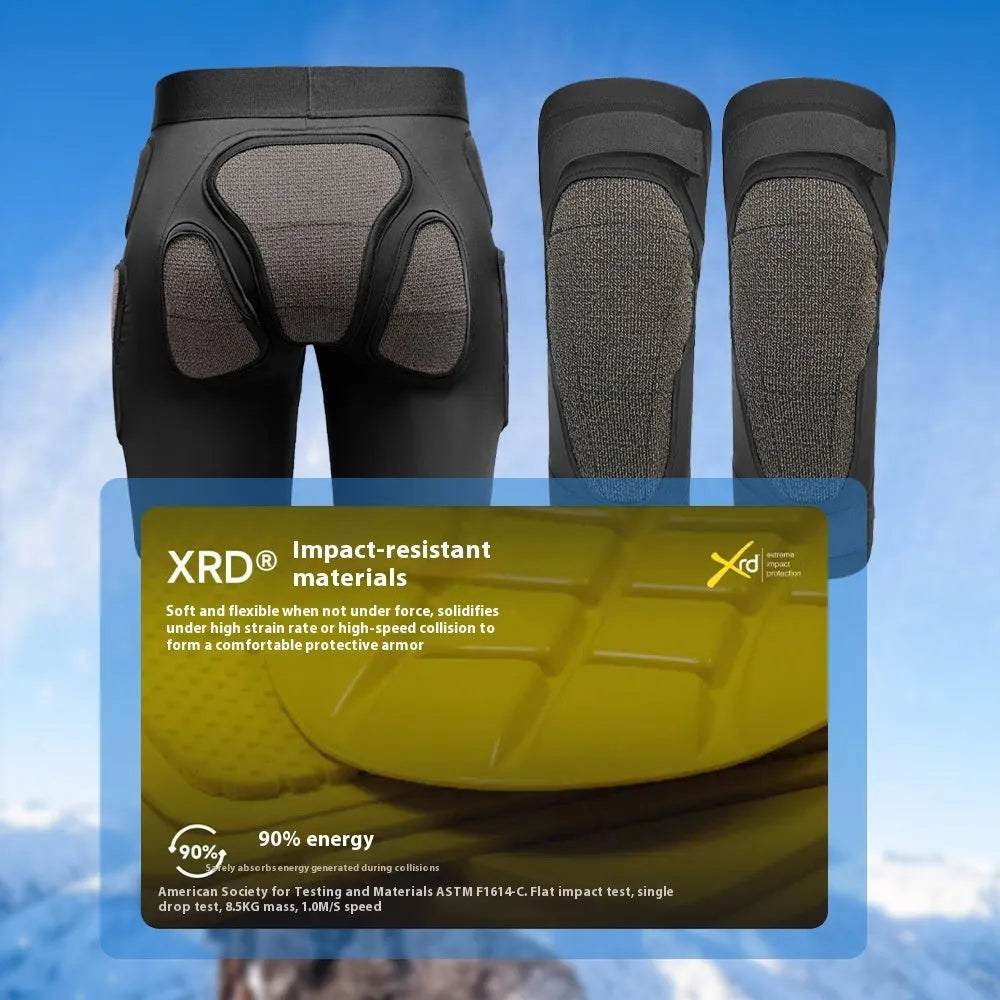 X-ray diffraction ski protective hip and knee pads in sizes S M L XL for multi-sport waist and knee coverage