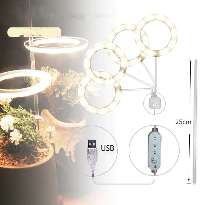 USB LED plant grow light with acrylic stick in multiple head configurations