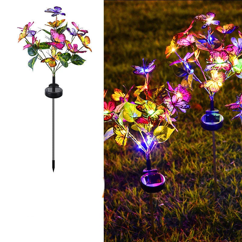 Solar-powered butterfly LED courtyard light for eco-friendly garden illumination