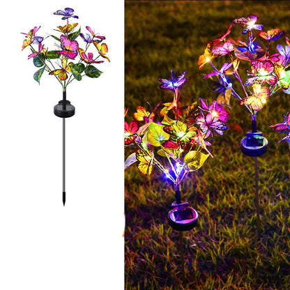 Solar-powered butterfly LED courtyard light for eco-friendly garden illumination