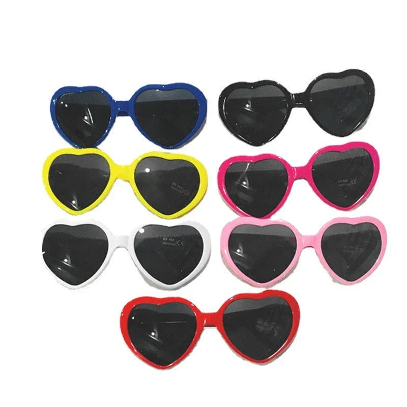 Fashionable heart-shaped light-up glasses with a built-in LED lighting system, perfect for adding a touch of love and playfulness to any occasion.