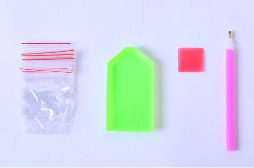 Handmade mandala pattern cushion cover with customisation kit including drill bag and assorted beads