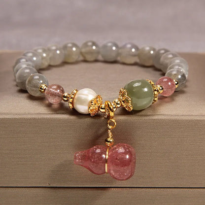 Korean-style multi-layer crystal bracelet for women with natural garnet and various gemstone pendants
