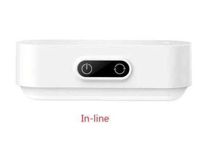 White magnetic USB rechargeable LED night light with touch controls, shown attached to a metal surface.