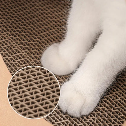 Brown washable kraft paper cat nest with integrated scratch board, dimensions 40x30x53cm.