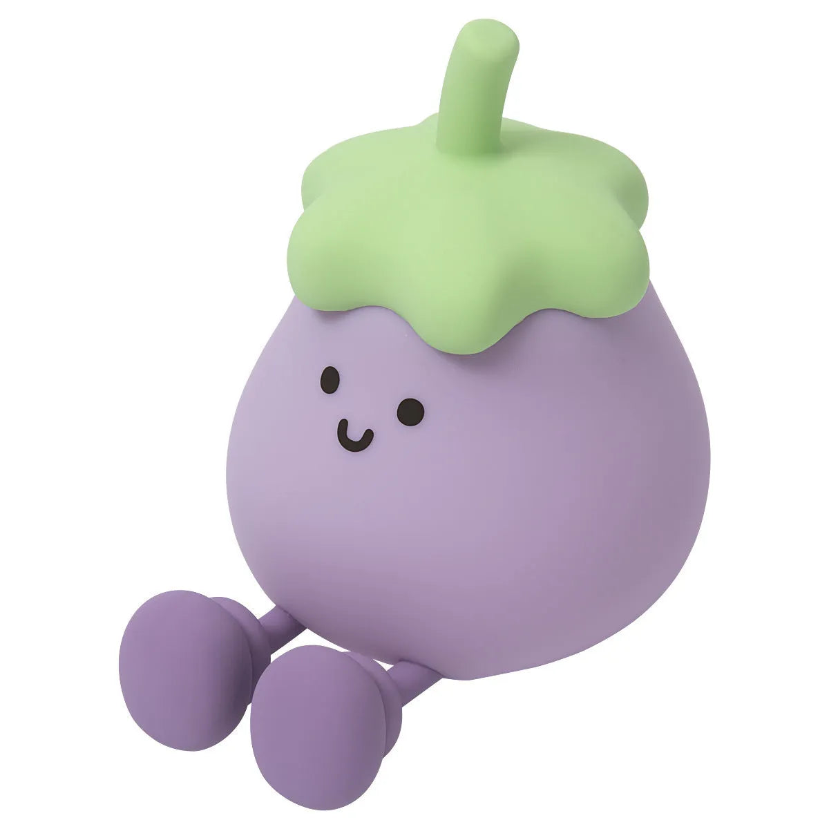 Cartoon eggplant-shaped night light with soft yellow glow measuring 100mm diameter