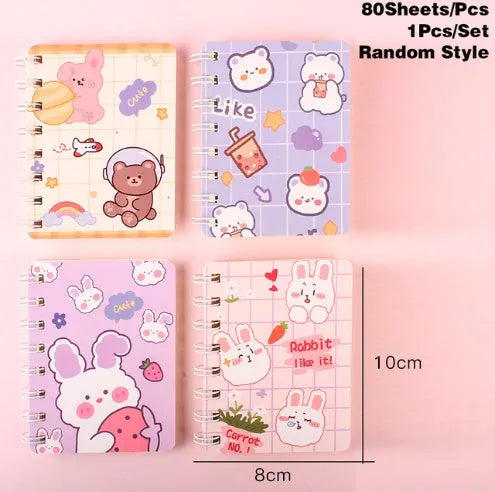 Flip Student Coil Book pocket notebook with cloth cover in various colourful designs