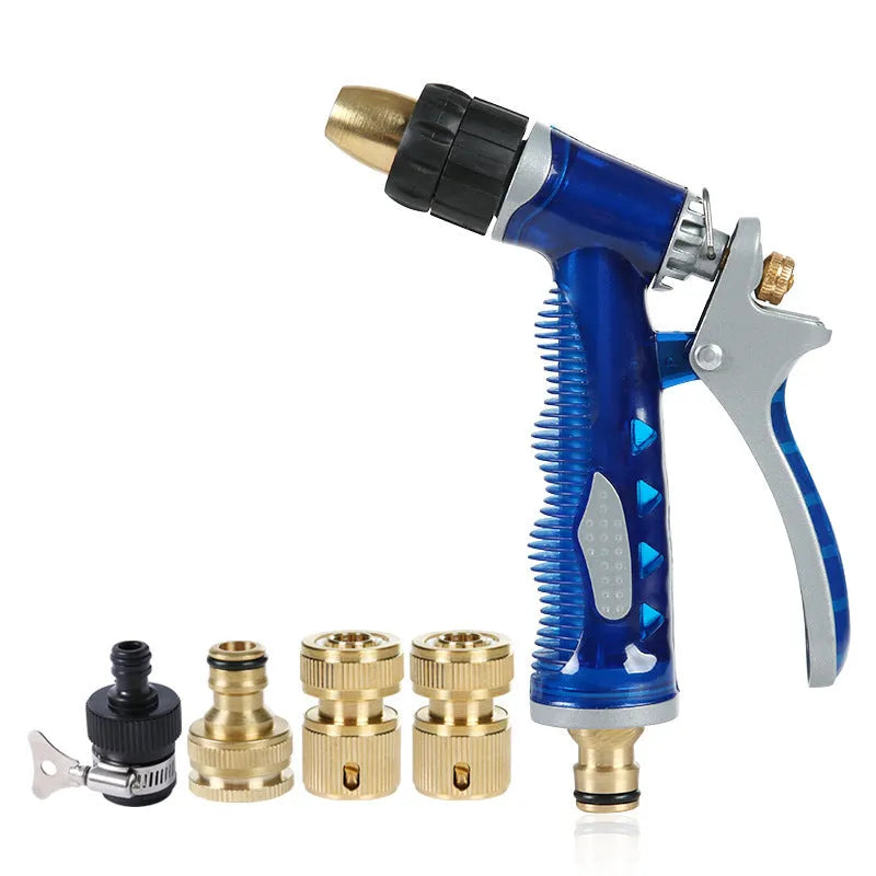 Blue copper water spray gun, 160 x 80 x 40mm, adjustable mist spray jet nozzle with trigger