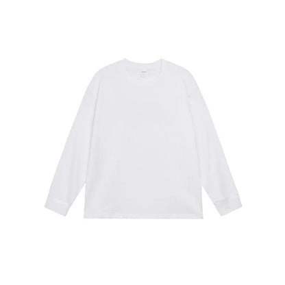 Men's loose fit solid colour cotton long sleeve t-shirt on a hanger