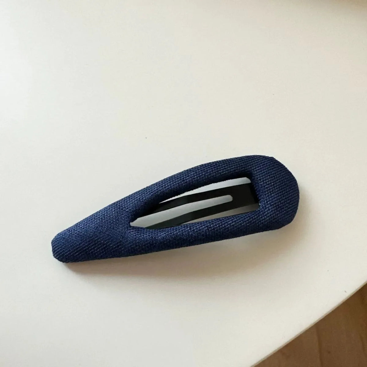 French retro style barrettes in dark denim and polka dot triangle or water drop designs for women
